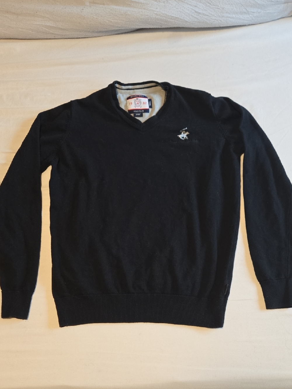 Beverly Hills Polo Club Black V-Neck Sweater with Logo